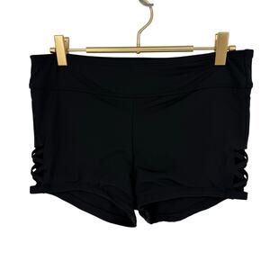 Kona Sol Black Swim Shorts Women’s M Lace Up Side Micro Mini Resort